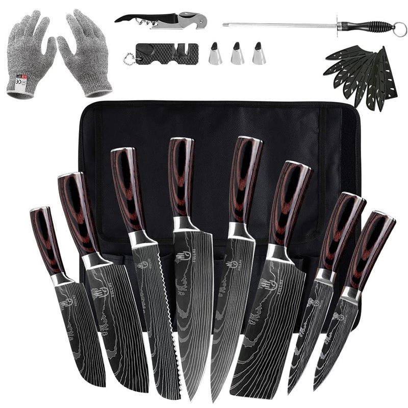 FULLHI FULLHI 14pcs Japanese Knife Set  Premium German Stainless Steel Kitchen Knives 