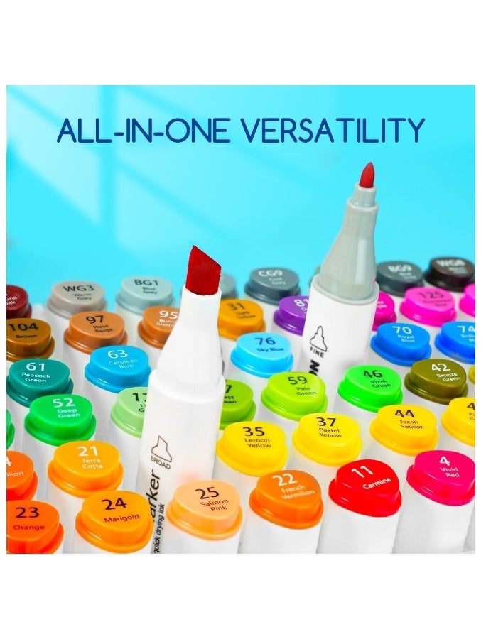 Sky Glory SKYGLORY Calligraph Pioneer Dual Tip Sketch Marker Set With Clear Storage Case Multicolour 48Pieces HA-845 - Image 4
