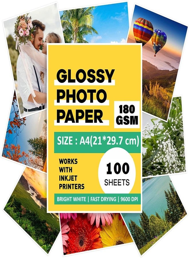GMP Photo Paper - One Side Glossy - A4 Size - 180 GSM - Pack of 100 Sheets - Image 1