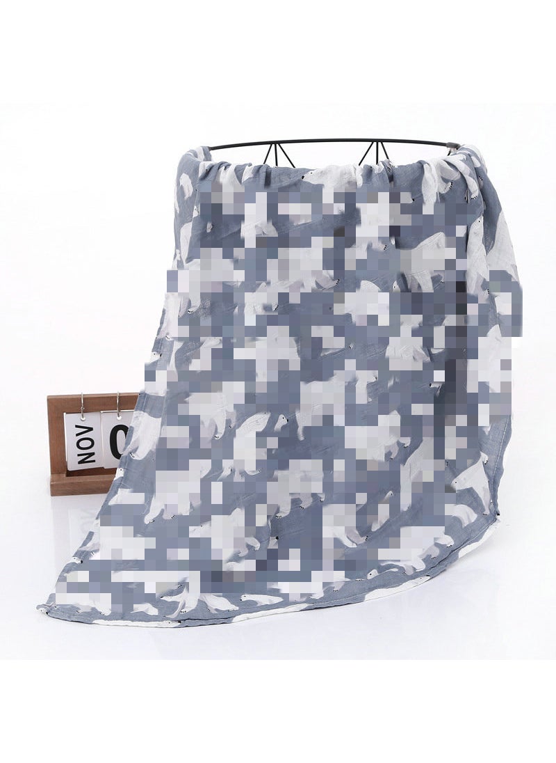 Generic Cotton Printed Baby Swaddle Blanket White Bear 