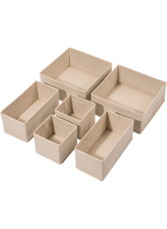 AUTOYSUR Drawer Organizer Clothes, 6 Pack Underwear Drawer Organizer, Foldable Closet Organizers, Storage Dresser Drawer Dividers, Cloth Drawer Storage Organizer Boxes, for Clothes, Scarves (Beige)  - Image 1