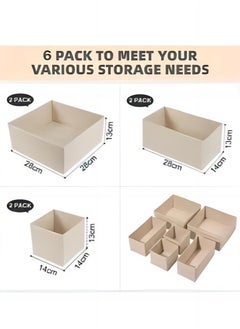AUTOYSUR Drawer Organizer Clothes, 6 Pack Underwear Drawer Organizer, Foldable Closet Organizers, Storage Dresser Drawer Dividers, Cloth Drawer Storage Organizer Boxes, for Clothes, Scarves (Beige)  - Image 2