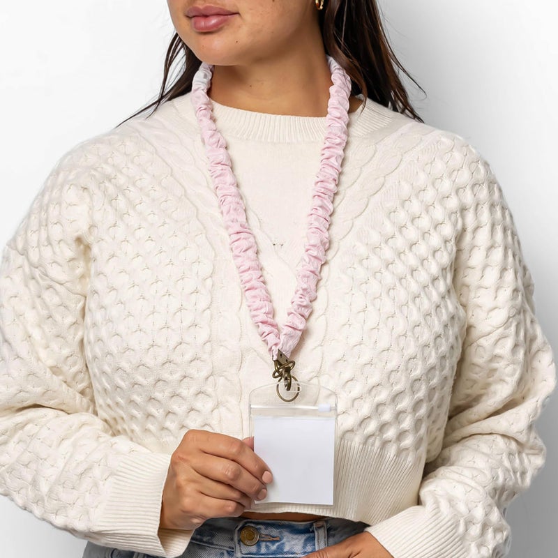 ANDI Neck Lanyard For Women - Scrunchie Cute Lanyard for Keys, Id Card Holder, Wallet - Aesthetic Long Lanyard (Dainty Pink Textured) - Image 2