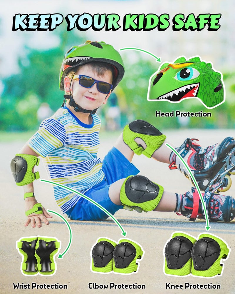 VICTGOAL Toddler Kids Bike Helmet Lightweight 3D Children Bicycle Helmet for Boys and Girls Age 3-8 for Multi-Sport Scooter Cycling Skating (Green-Set) - Image 2