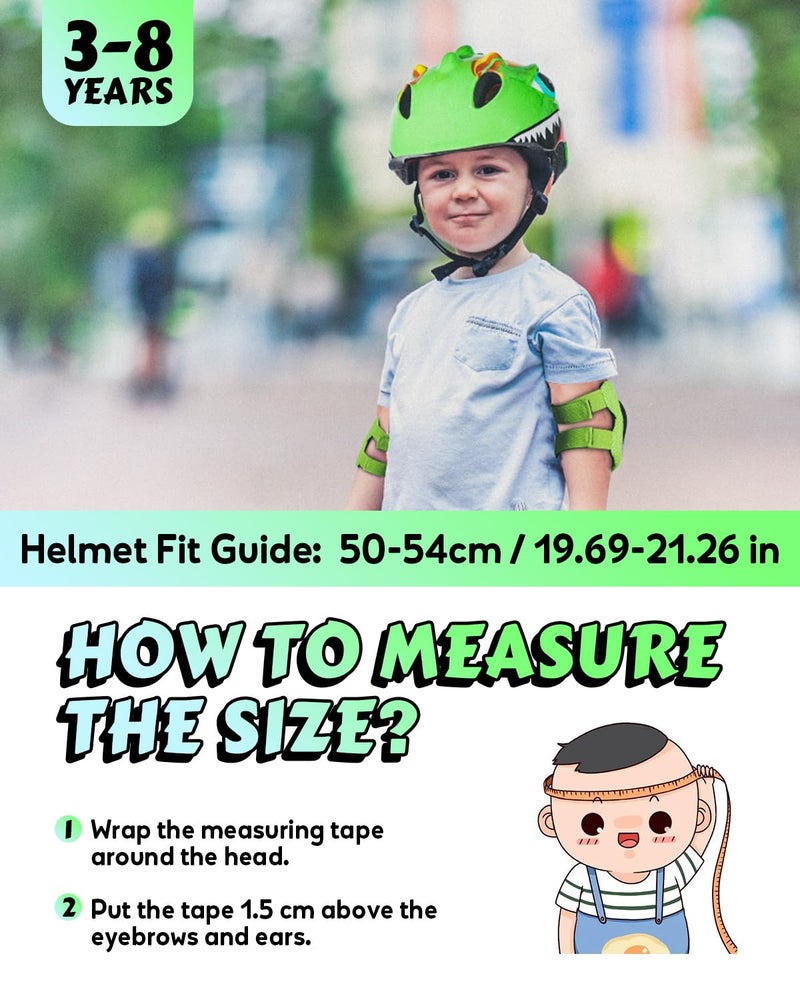 VICTGOAL Toddler Kids Bike Helmet Lightweight 3D Children Bicycle Helmet for Boys and Girls Age 3-8 for Multi-Sport Scooter Cycling Skating (Green-Set) - Image 5