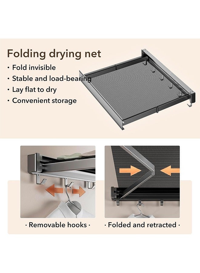 JCB CHIC حامل تجفيف حائطي قابل للطي، حامل تجفيف ملابس، حامل تجفيف ملابس قابل للطي، حامل تجفيف ملابس حائطي قابل للطي، حامل تجفيف شبكي للحمام المطبخ 60 سم - Image 3