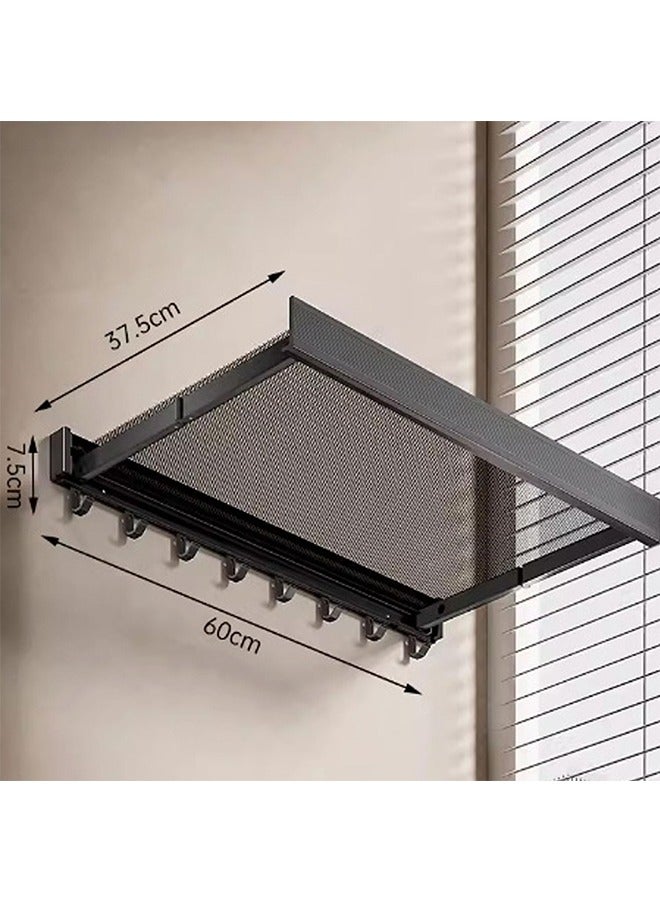 JCB CHIC حامل تجفيف حائطي قابل للطي، حامل تجفيف ملابس، حامل تجفيف ملابس قابل للطي، حامل تجفيف ملابس حائطي قابل للطي، حامل تجفيف شبكي للحمام المطبخ 60 سم - Image 2