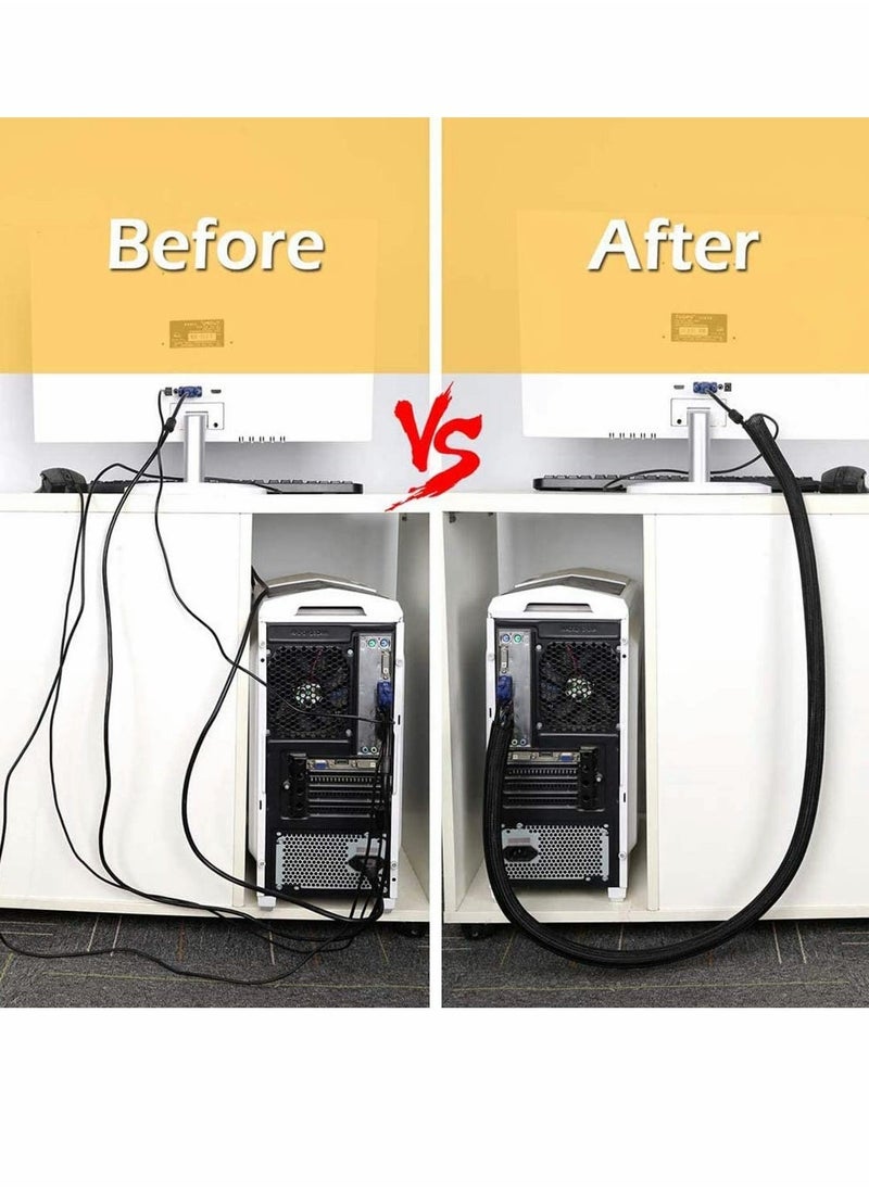 Cable Sleeve 25ft - Cable Management Cable Cord Adjustable Flexible Cord Organizer Cable Channel Cable Cover Protection System for DES TV, Computer, Home Theater  - Image 5