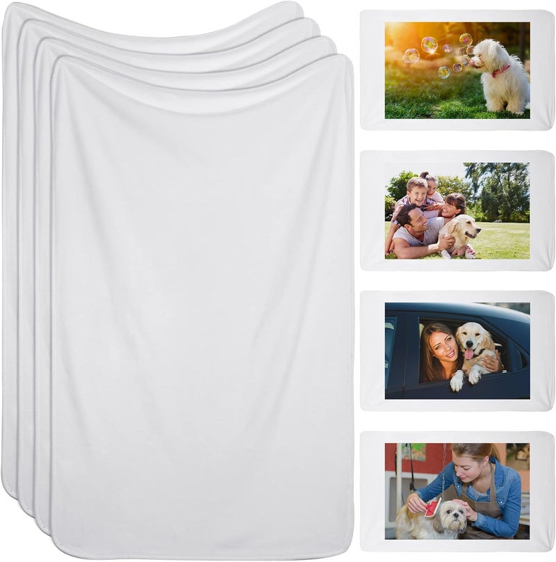 Nuanchu Sublimation Blanket Sublimation Throw Blanket Printed Flannel Blanket Customized Soft Blanket for Lover Friends Heat Press Home Sofa Bedroom, 80 x 120 cm/ 31.5 x 47.2 Inch (4 Piece) - Image 1