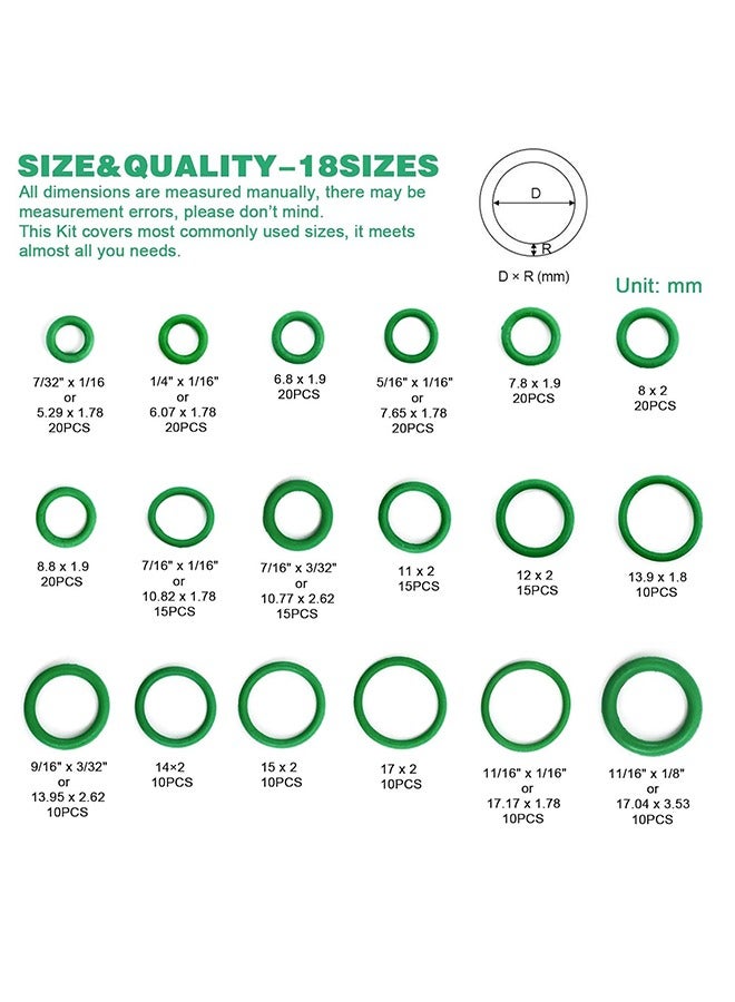 270-Piece Rubber O-Ring Set With Storage Box Green/Clear - Image 2