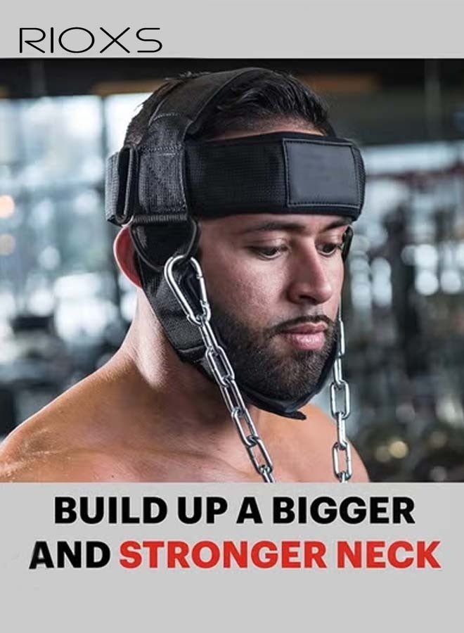 RIOXS Neck Weight Training Straps,Padded Neck Training Head Harness With Adjustable Chain And D-Rings,Head Harness For Strength Fitness Powerlifting,Improve Muscle Strengt,Gym Bodbuilding Equipment For Stronger Neck  - Image 5