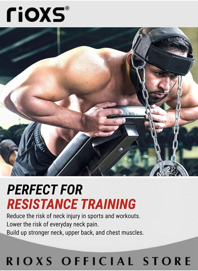 RIOXS - Neck Weight Training Straps,Padded Neck Training Head Harness With Adjustable Chain And D-Rings,Head Harness For Strength Fitness Powerlifting,Improve Muscle Strengt,Gym Bodbuilding Equipment For Stronger Neck - Image 1