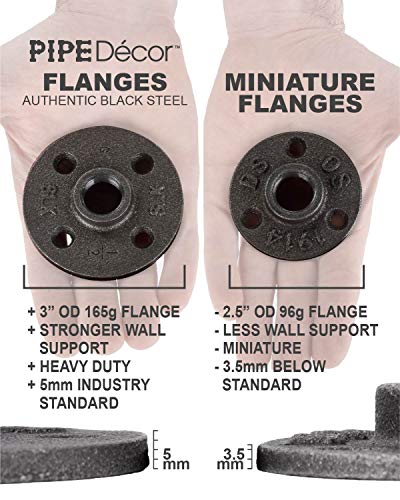 PIPE DECOR 1/2" Flange Fitting, PIPE DECOR Black Malleable Iron Fittings Fit Standard 1/2 Inch Pipes, Nipples and Fittings, Build Vintage DIY Furniture, 10 Pack - Image 4