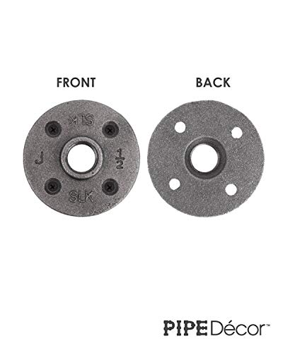 PIPE DECOR 1/2" Flange Fitting, PIPE DECOR Black Malleable Iron Fittings Fit Standard 1/2 Inch Pipes, Nipples and Fittings, Build Vintage DIY Furniture, 10 Pack - Image 5