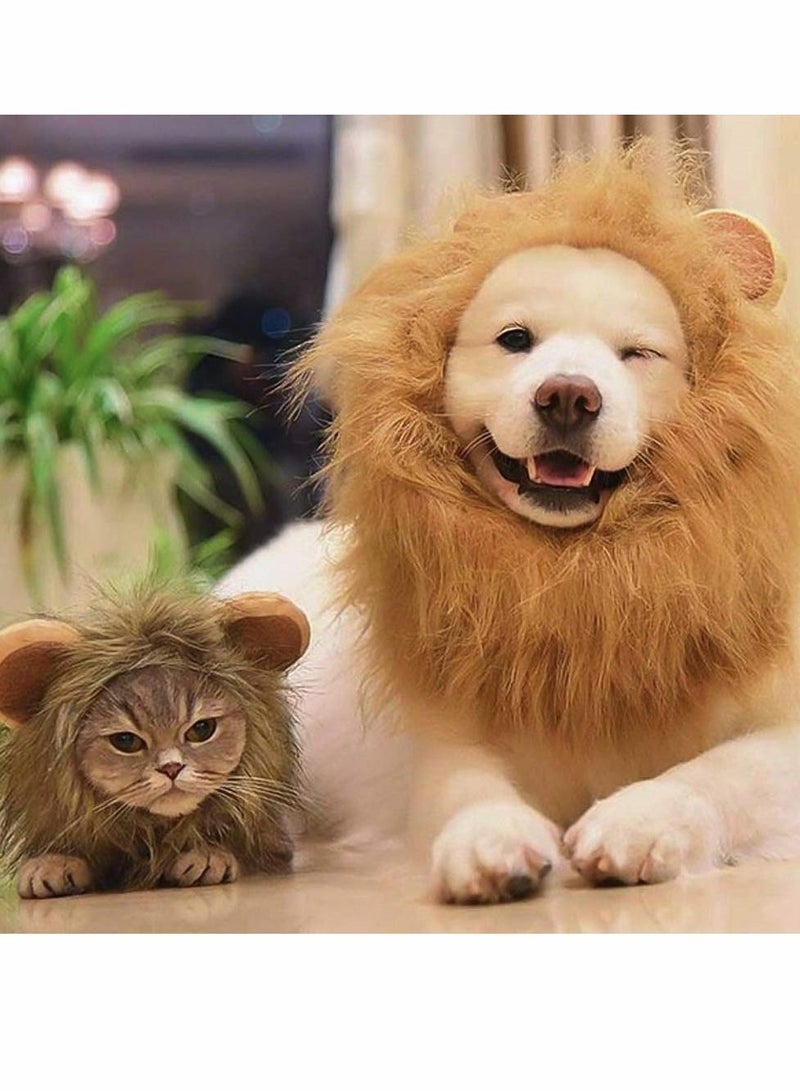 Cat Wigs Lion Mane Wig Ears Fancy Costume Hair Hat - for Small Cats and Kittens Ideal , Birthday, Cosplay, Outfits, Pet Clothes Fits Neck Size within 13” - Image 3