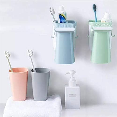 Istore Toothbrush Toothpaste Holder Magnetic Cup Bathroom Storage Rack Wall Mount Tools Home Cleaner Accessories Hole Free Suction Couple Mouthwash (Pack of 1, Multicolor) - Image 4