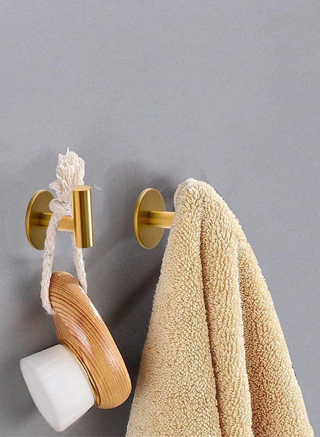 Adhesive Towel Hooks, Brushed Gold SUS 304 Stainless Steel Hooks, Heavy Duty Waterproof Wall Hooks, Self Adhesive Coat Robe Hooks for Bathrooms Kitchen Wall Mounted - Image 3