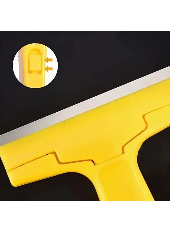 Yellow Multi Purpose Cleaning Knife with 3 Extra Replacement Metal Blades - Image 5