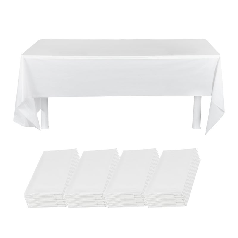 Restaurantware-Table Tek 108 x 54 Inch Party Table Covers, 20 Waterproof Table Covers - Disposable, No-Wrinkle, White Plastic Rectangle Table Covers, For Parties, Banquets, And Events - Image 2