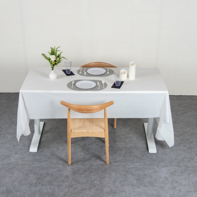 Restaurantware-Table Tek 108 x 54 Inch Party Table Covers, 20 Waterproof Table Covers - Disposable, No-Wrinkle, White Plastic Rectangle Table Covers, For Parties, Banquets, And Events - Image 3