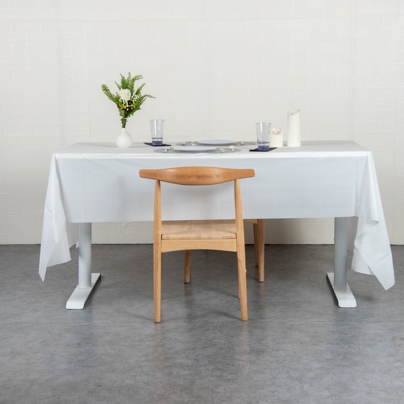 Restaurantware-Table Tek 108 x 54 Inch Party Table Covers, 20 Waterproof Table Covers - Disposable, No-Wrinkle, White Plastic Rectangle Table Covers, For Parties, Banquets, And Events - Image 4