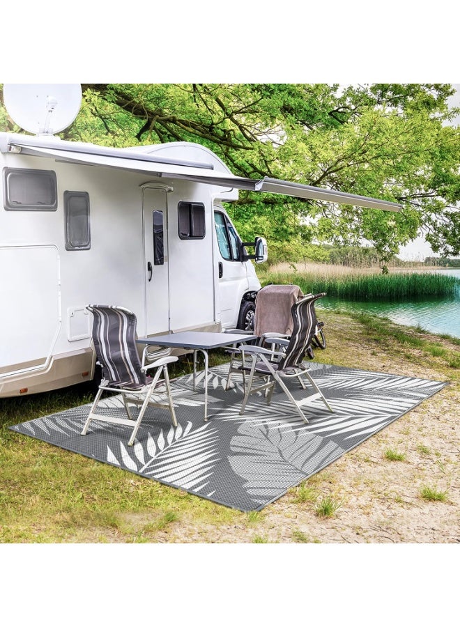 Soofam Outdoor Rug 6' x 9' Waterproof for Patios Clearance, Reversible Plastic Straw Camping Carpet, Large Area Rugs Mats RV, Picnic, Backyard, Deck, Balcony, Porch, Beach, Grey&White - Image 5