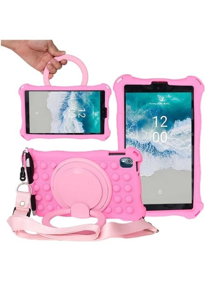 Generic - Case Compatible with Nokia T10 8 inch 2023, Kids Friendly Silicone Stand Cover for Nokia T10 Tablet with Handle Kickstand, Shoulder Strap & Stylus Pen - Image 1