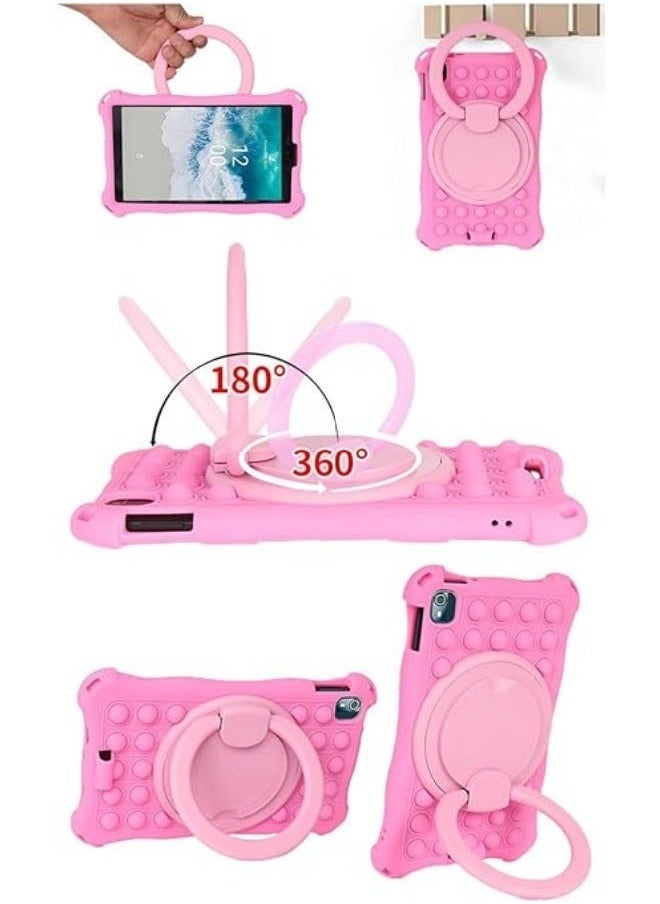 Generic - Case Compatible with Nokia T10 8 inch 2023, Kids Friendly Silicone Stand Cover for Nokia T10 Tablet with Handle Kickstand, Shoulder Strap & Stylus Pen - Image 1