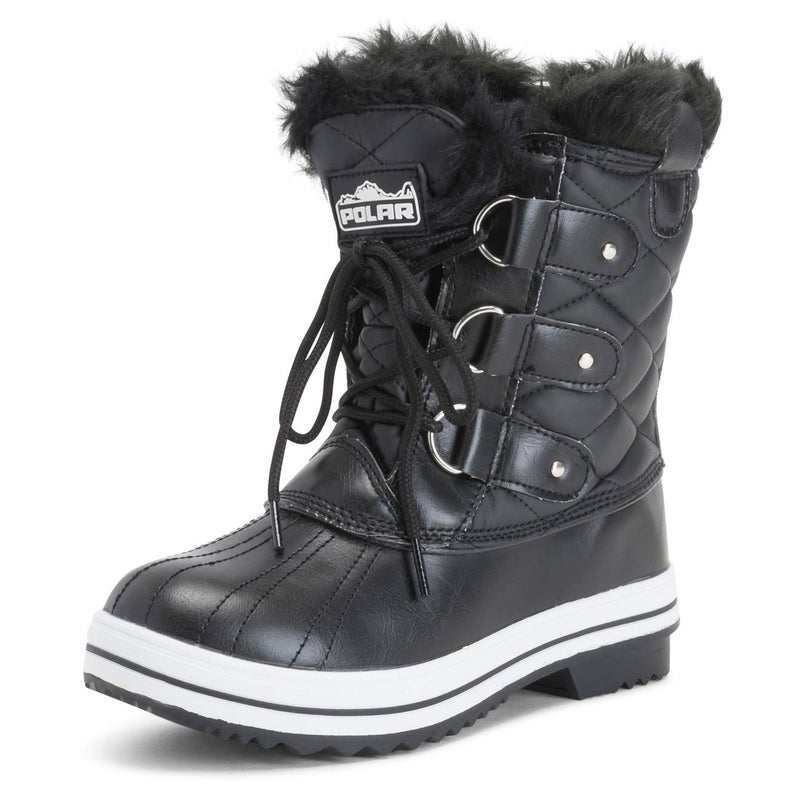 POLAR Womens Snow Boot Quilted Short Winter Snow Rain Warm Waterproof Boots - 10 - BLL41 YC0023 - Image 1