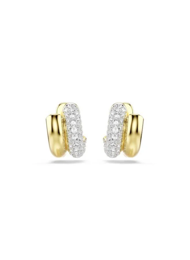 Swarovski  Dextera White Crystal Gold Tone Plated Mini Hoop Pierced Earrings for Women | Best Price UAE
