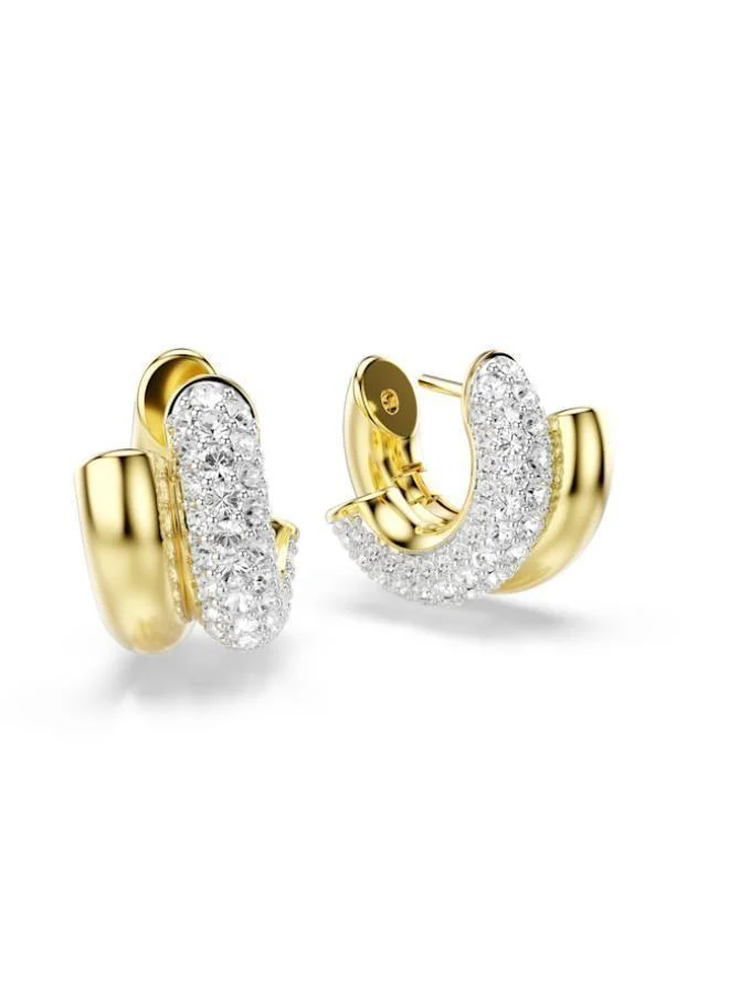 Swarovski  Dextera White Crystal Gold Tone Plated Mini Hoop Pierced Earrings for Women | Best Price UAE