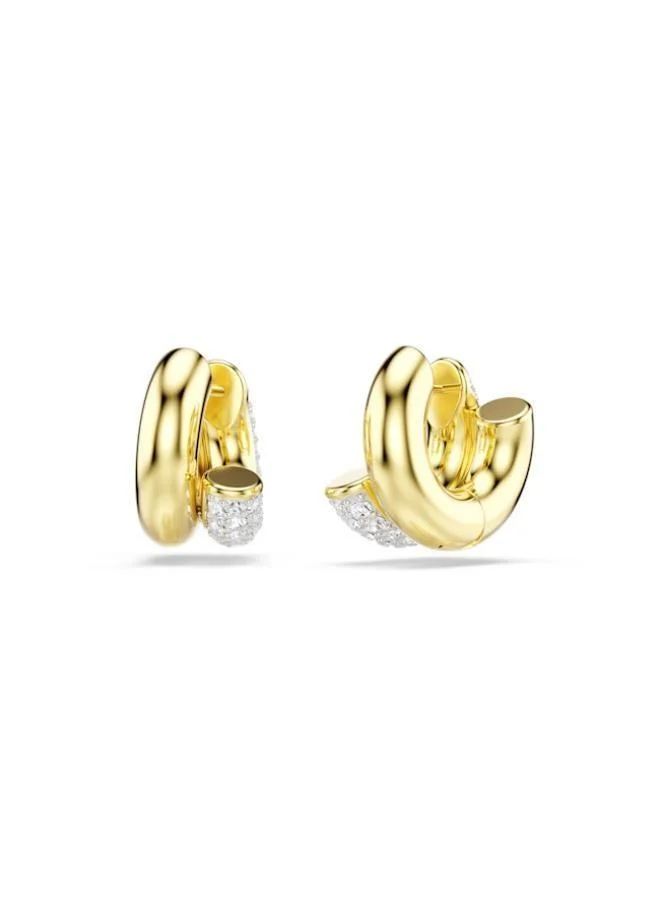 Swarovski  Dextera White Crystal Gold Tone Plated Mini Hoop Pierced Earrings for Women | Best Price UAE