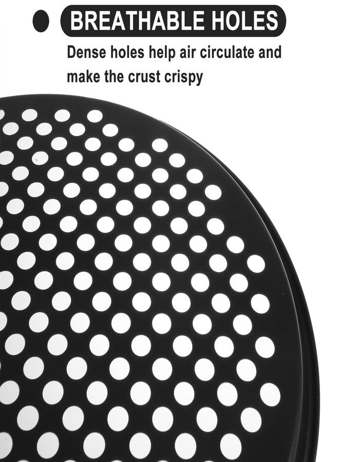 AKOLAFE 6 Pack 12 Inch Pizza Pan for Oven Round Pizza Pan with Holes Large Pizza Tray Set Carbon Steel Non Stick Pizza Plates Perforated Pizza Baking Sheet Personal Metal Platter for Grilling, Cooking - Image 4