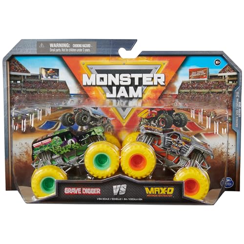 Monster Jam, Official Grave Digger Vs. Max D Die-Cast Monster Trucks, 1:64 Scale, Kids Toys for Boys Ages 3 and up - Image 1