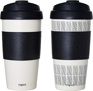 Copco Copco Reusable Set of 2 Insulated Double Wall Travel Mugs, 16-ounce, White/Black,5237160  - Image 1