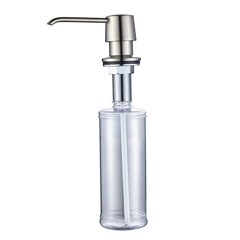 Fapully Commercial Bathroom Brushed Nickel Deck Mount Kitchen Under Sink Liquid Dish Soap and Lotion DispenserCountertop in Counter Kitchen Soap Dispenser