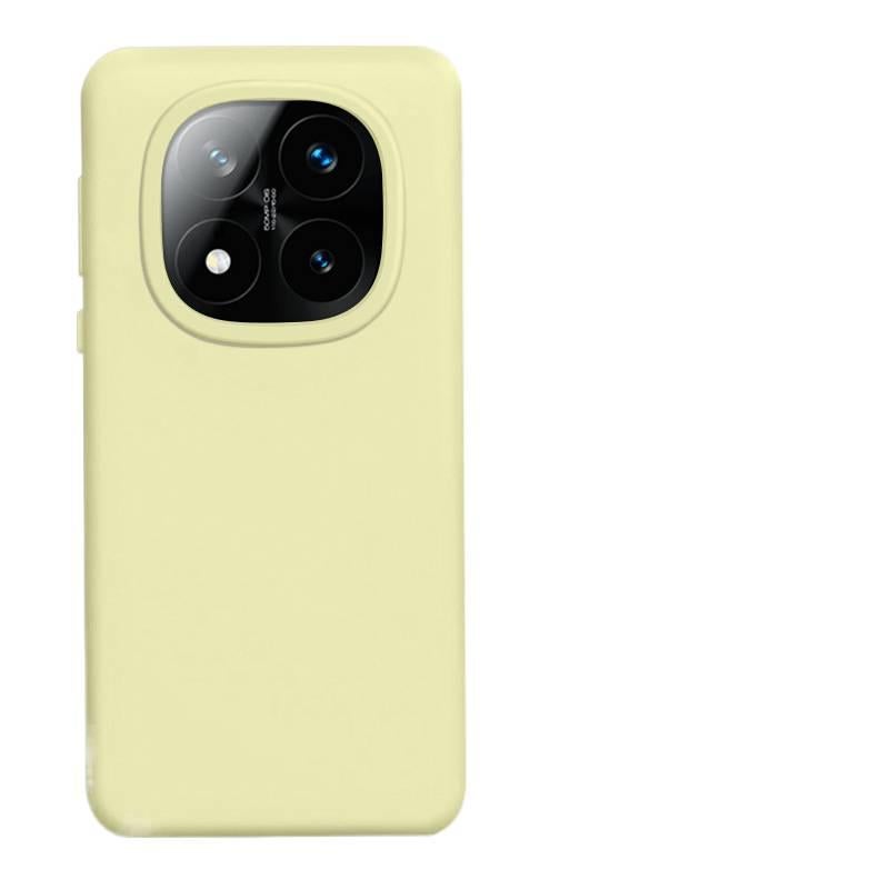 غطاء واقي بسيليكون لـ Redmi Note 14 مع حماية من السقوط وتشطيب غير لامع مع مقاوم للصدمات مع سيليكون سائل باللون Milk Yellow من السيليكون باللون الأحمر - Image 1