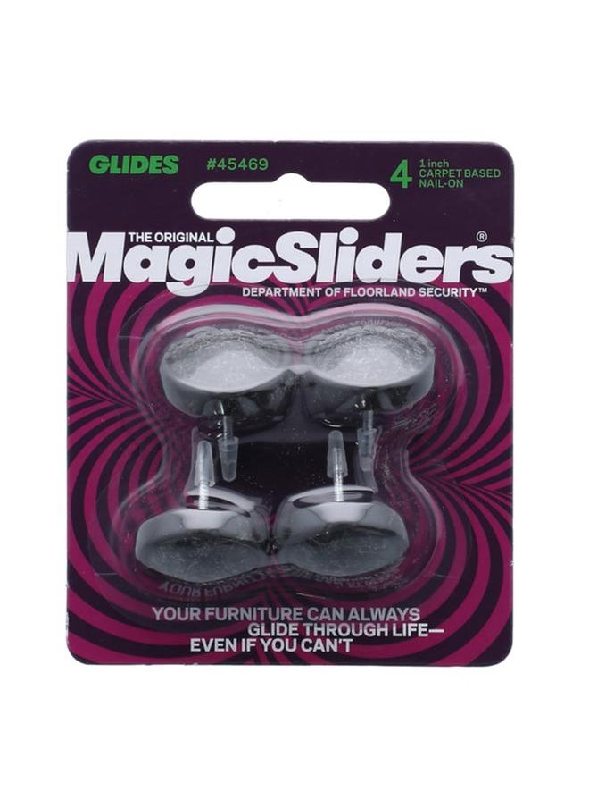 Magic Sliders 4-Piece Carpet Based Nail-On Glides Beige and Black 1inch  - Image 1