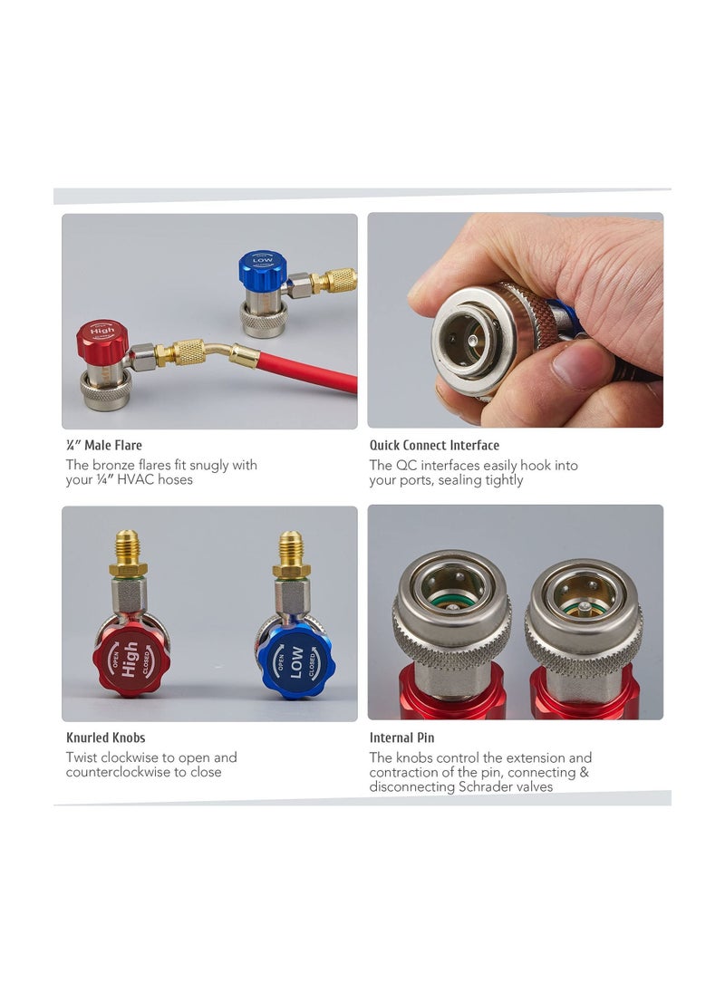 NIBEMINENT - Adjustable R134a Quick Coupler Adapter Adapters and AC Hose Fittings HP LP Connectors for Car System Evacuation Recharging - Image 1