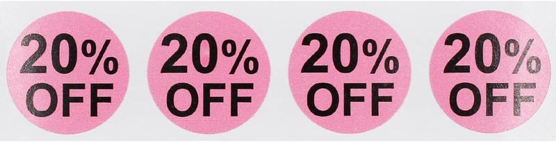 InStockLabels.com InStockLabels 20% Pink Stickers for Retail, 500 Labels per Roll, 3/4" Round – Stickers for Promotions & Inventory Event, Easy Peel Tags, Semi-Gloss Adhesive, Apparel-Safe, Residue-Free - Image 2