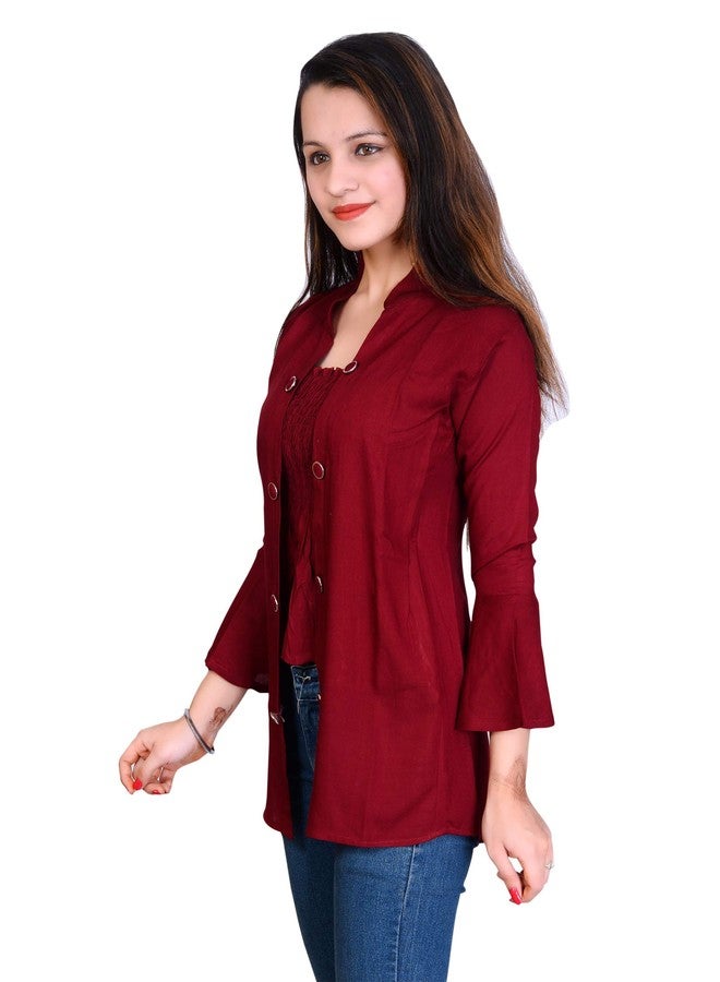 SNIFFY Casual Rayon top for Kids Comfortable for You(TP-705-MAROON-10-11y) - Image 2