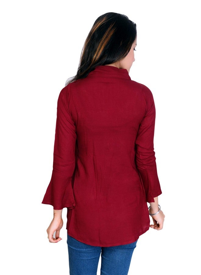 SNIFFY Casual Rayon top for Kids Comfortable for You(TP-705-MAROON-10-11y) - Image 4