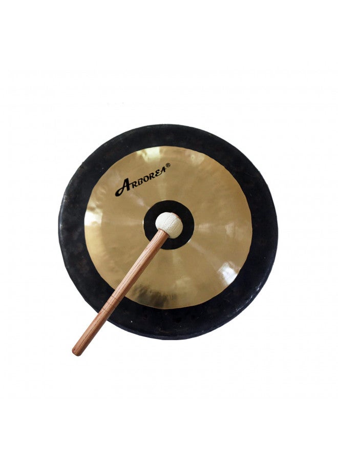 Arborea Arborea Sound Healing and Therapy Mini Gong with Gong Stand and Gong Mallet Bronze Alloy Hand Hammered Chinese Chau Gong Home or Office Small Table Gong(12" Chau Gong) - Image 1