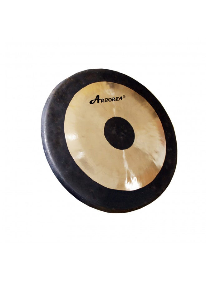 Arborea Arborea Sound Healing and Therapy Mini Gong with Gong Stand and Gong Mallet Bronze Alloy Hand Hammered Chinese Chau Gong Home or Office Small Table Gong(12" Chau Gong) - Image 4