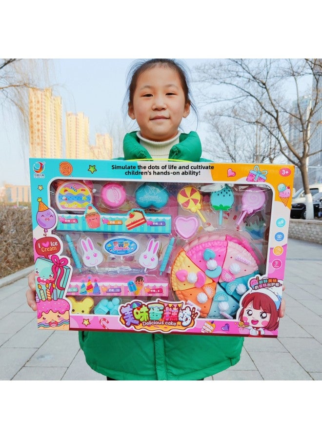 Spot Children's Play Toys Girls Simulation Kitchenware Mini Home Appliances Dessert Stall Training Class Gift Wholesale-Color:1918-69 Fun Cash Register Set +39.5cm Window Gift Box - Image 2