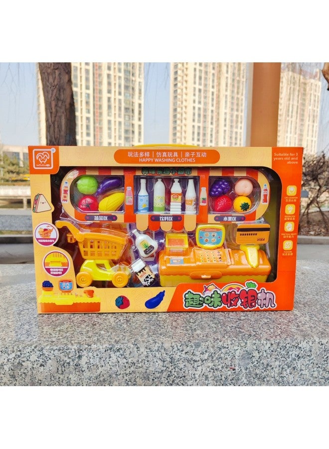 Spot Children's Play Toys Girls Simulation Kitchenware Mini Home Appliances Dessert Stall Training Class Gift Wholesale-Color:1918-69 Fun Cash Register Set +39.5cm Window Gift Box - Image 5