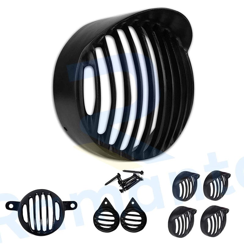 Ramanta Bullet Grill Set CNC Metal Complete Headlight, Taillight, Indicators Grills Set Jali Cover Set Compatible Only with Bullet Classic BS4/BS6 with 350/500 CC (Fit Model Year Till 2021, Set of 8) - Image 1