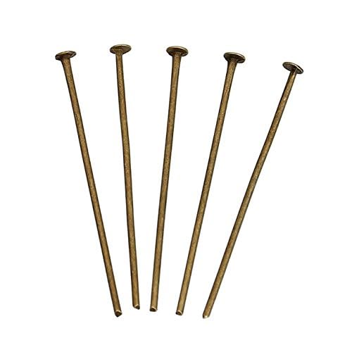 zhiteng 200 PCS Flat Head Pins Jewelry Making Needles Earrings Beading Findings Bracelets Necklaces Beads Clasp Connector Accessories Materials (Bronze, Head Pin 60 mm) - Image 2