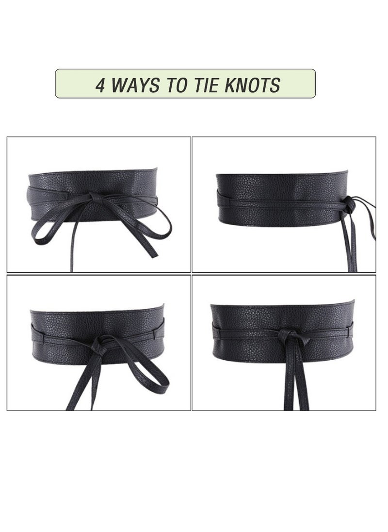 KASTWAVE - 2 Women's Belts Leather Wide Belt Ties and Wraparound Bows - Image 1