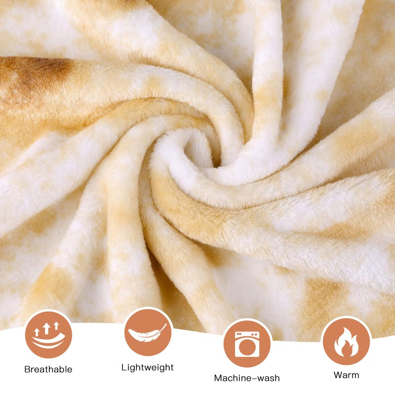 Admitrack Tortilla Wrap Blanket Burritos Round Wrap Blanket Tortilla Throw Blanket Funny Realistic Food Round Blanket Novelty Burritos Throw Blanket for Adults&Kids (Double Sided) - Image 4